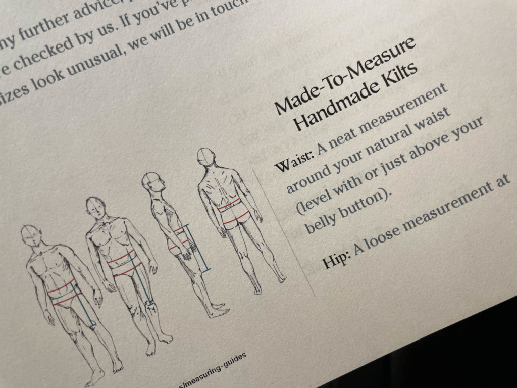 Der Measurement Guide für den Kilt, den Waistvoat und die Tweed Jacket